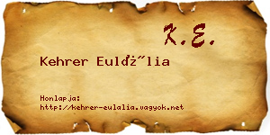 Kehrer Eulália névjegykártya